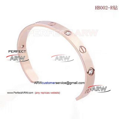 Perfect Replica Cartier Love Open Bracelet - Rose Gold and Diamonds